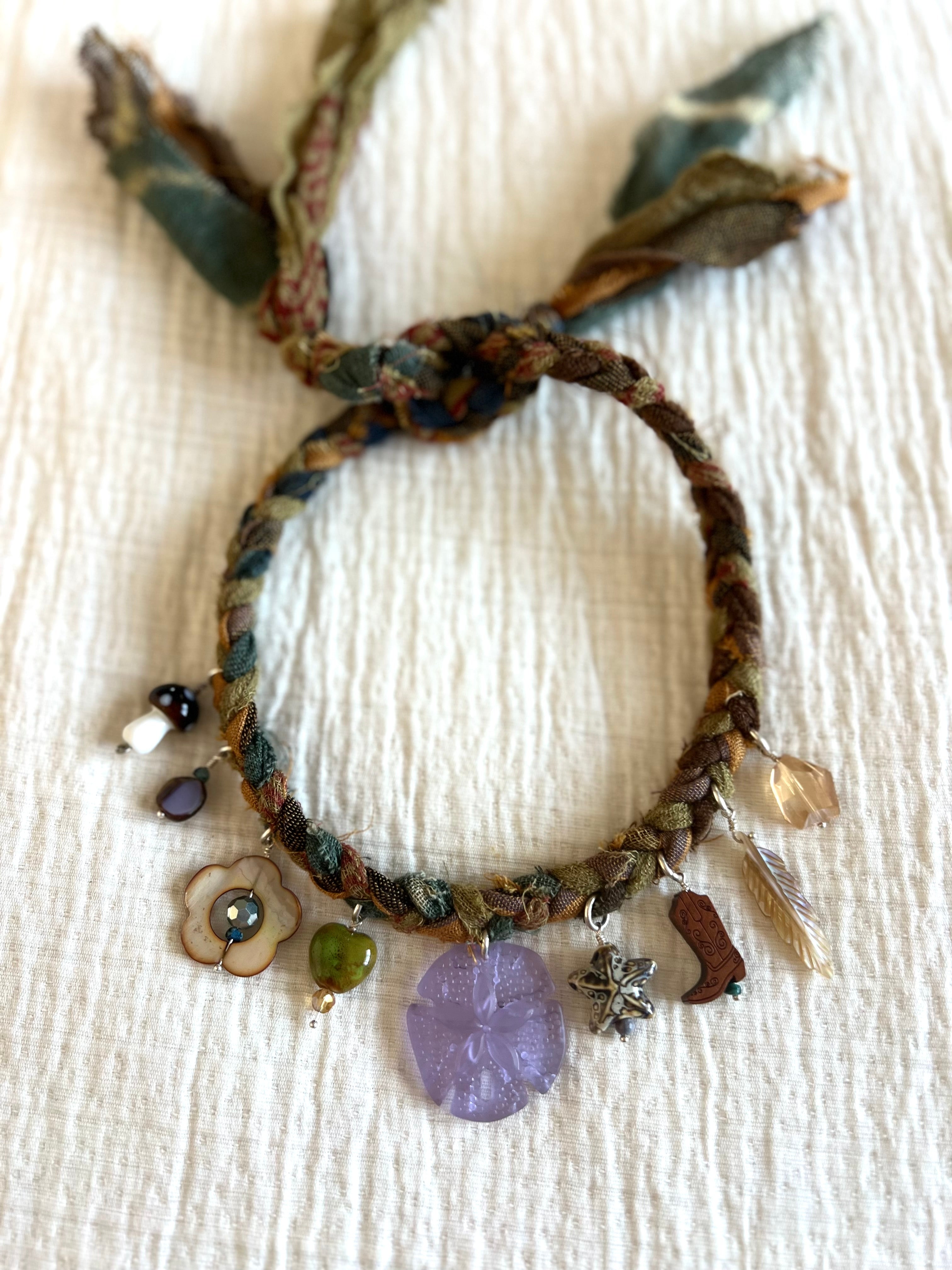 Purple Seaglass Trinket Necklace