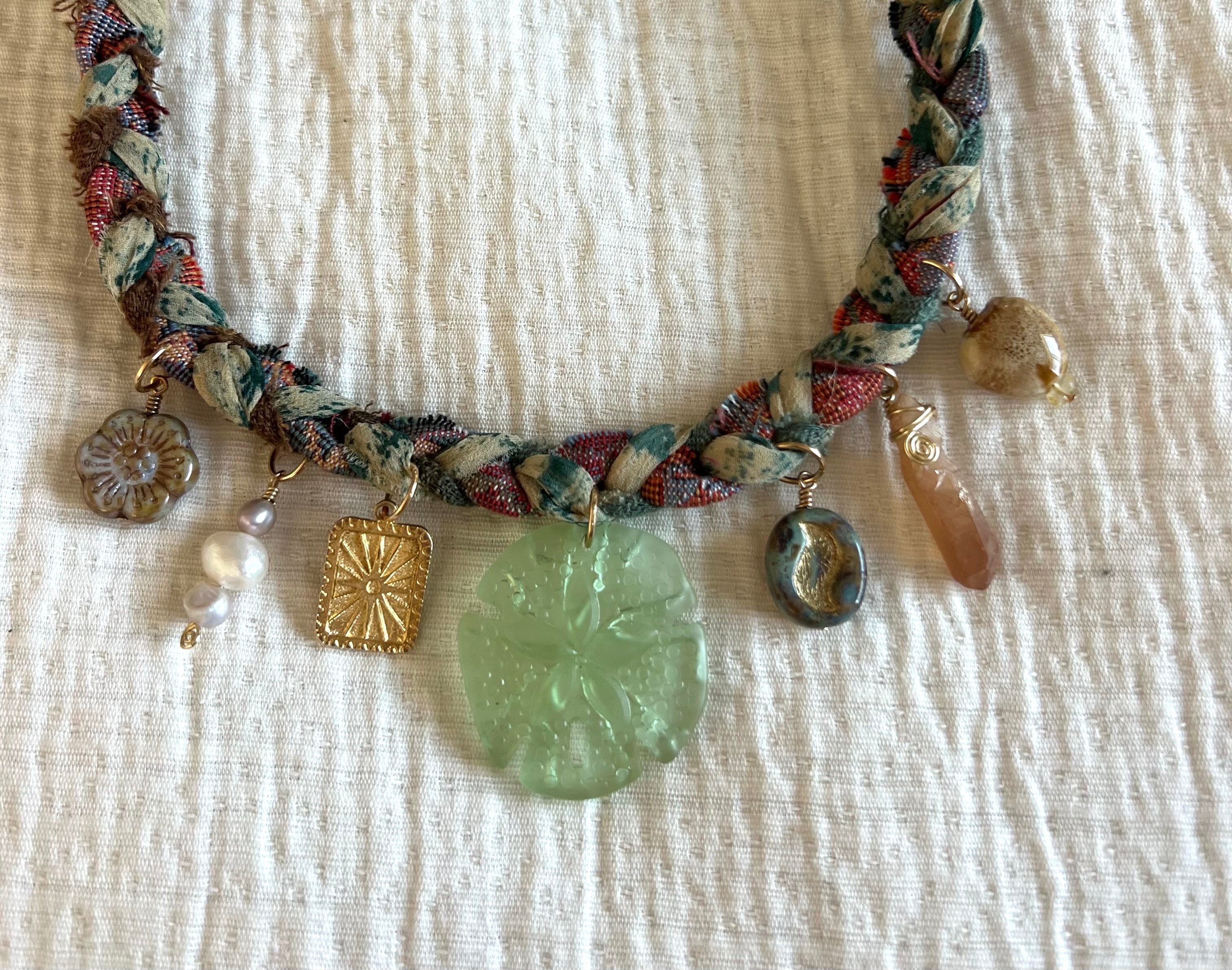 Seafoam Glass Trinket Necklace