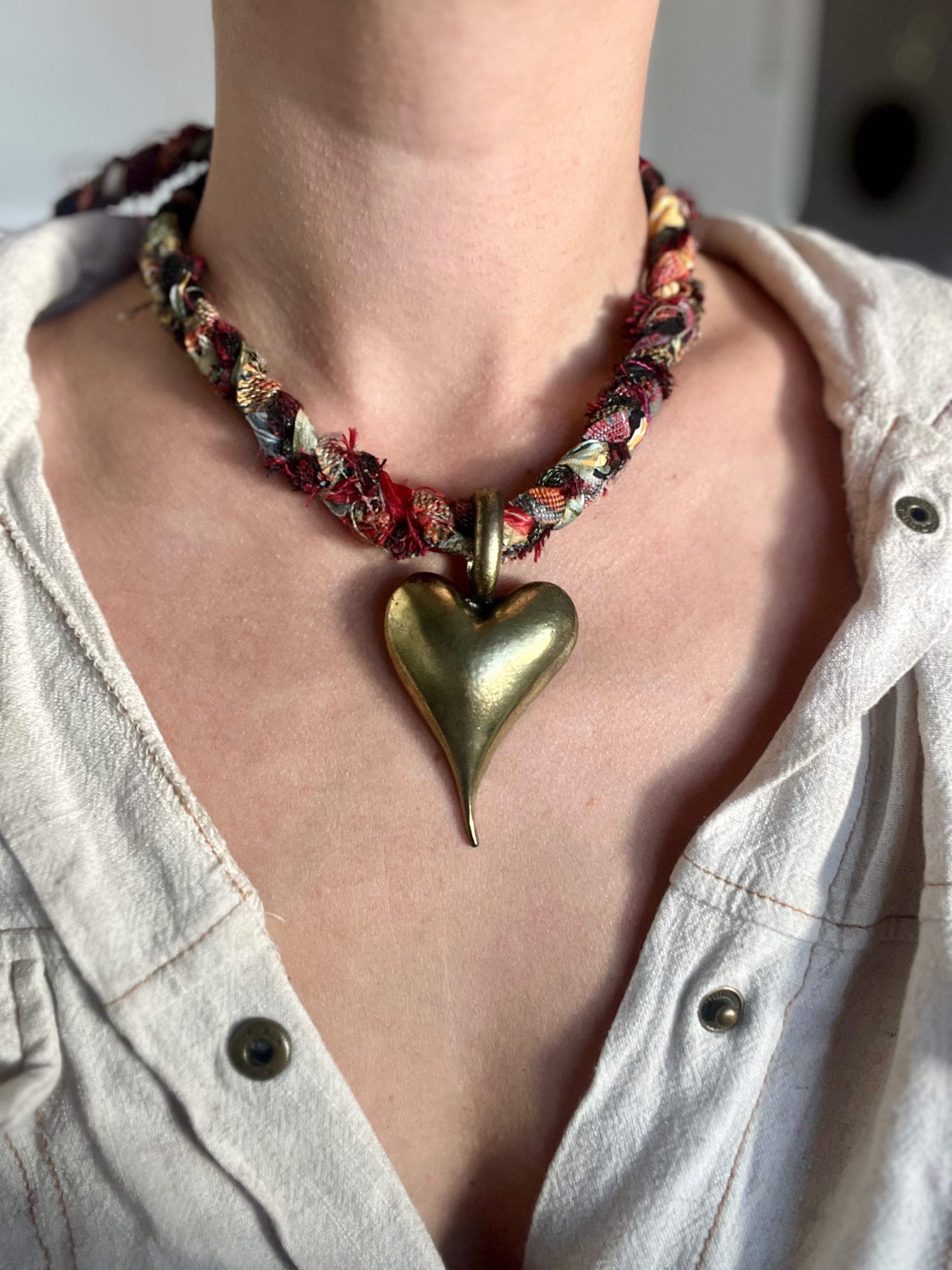 Vintage Brass Heart Necklace