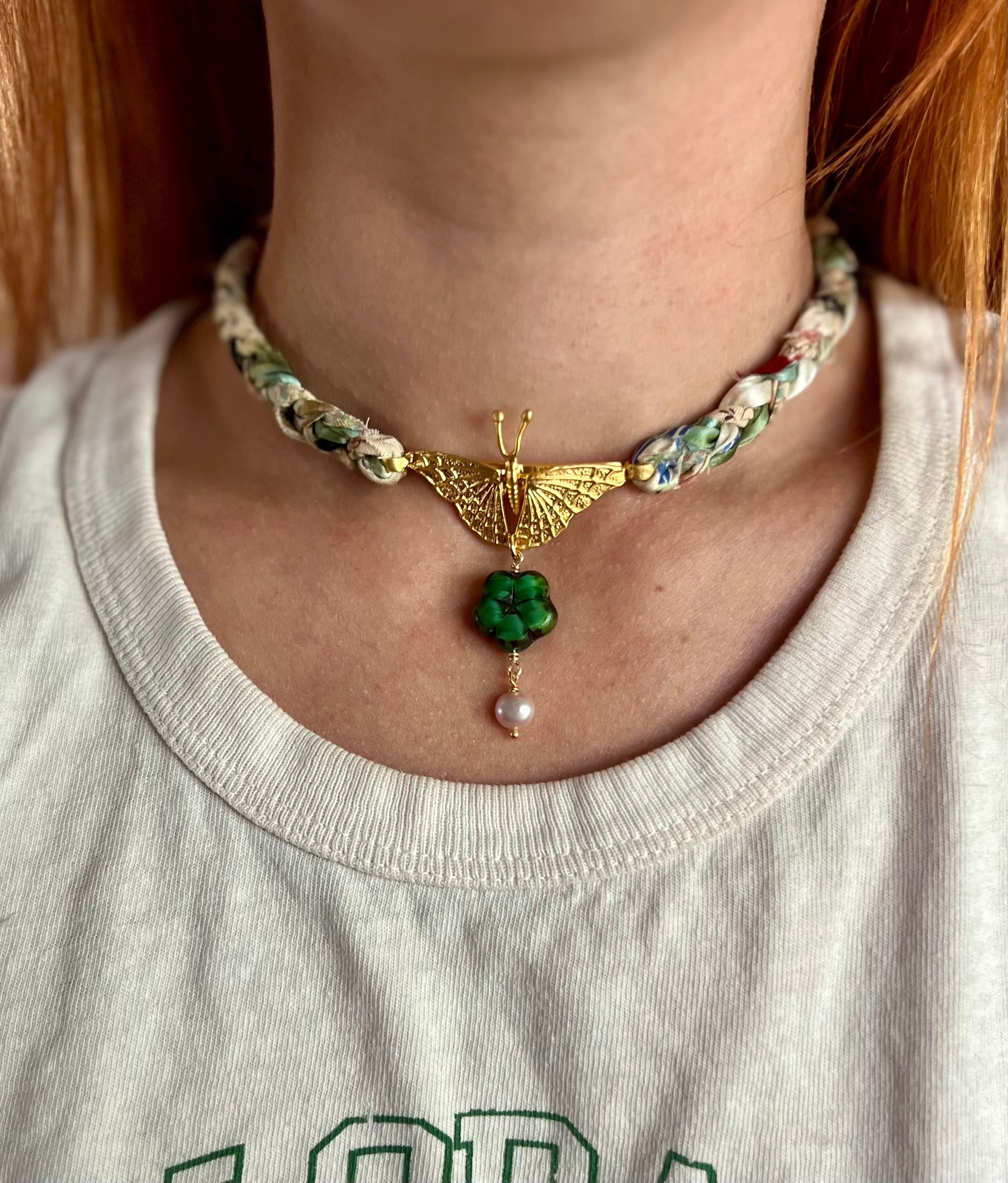 Butterfly Czech Pearl Choker