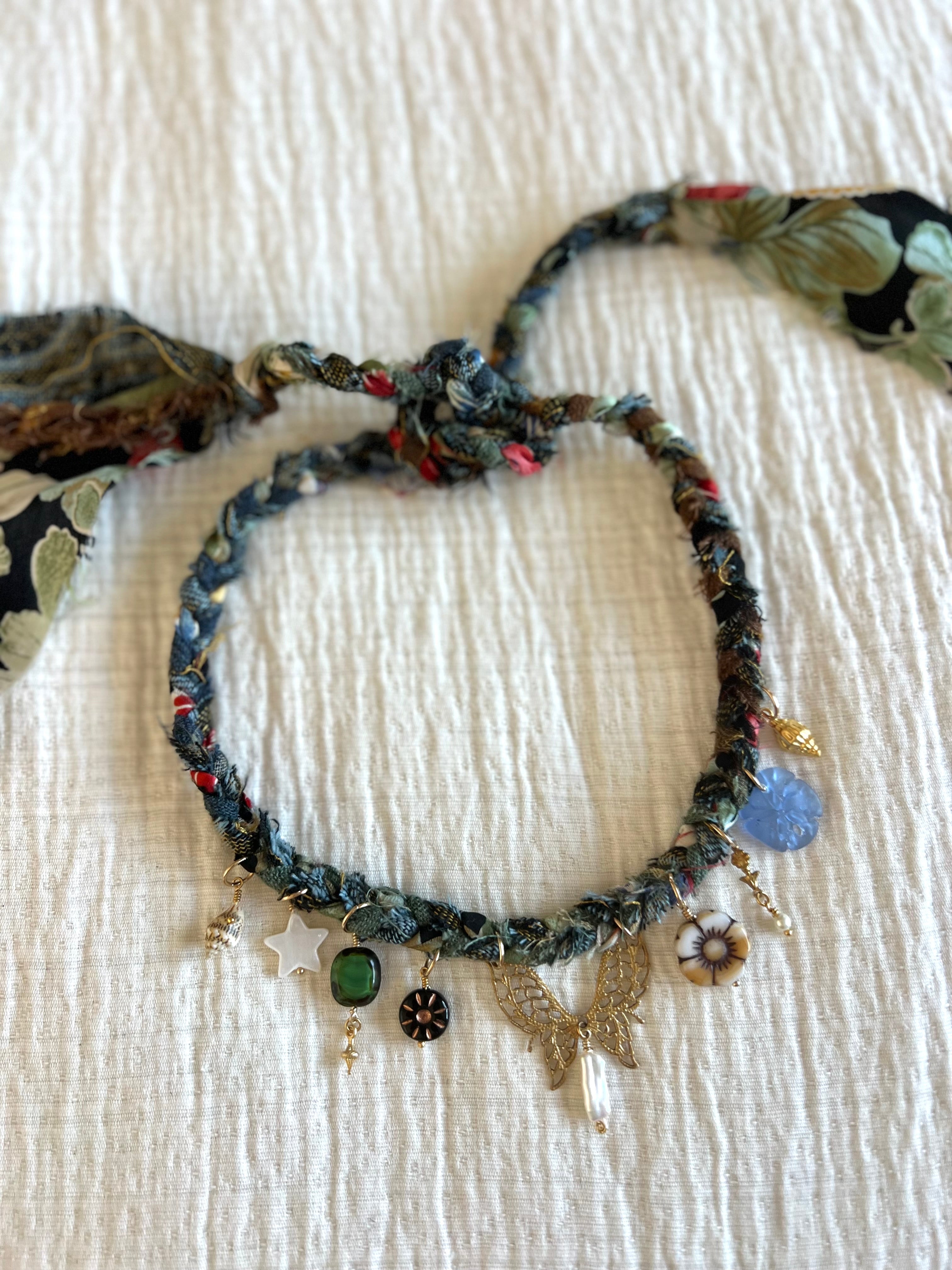 Butterfly Wing Seaglass Trinket Necklace